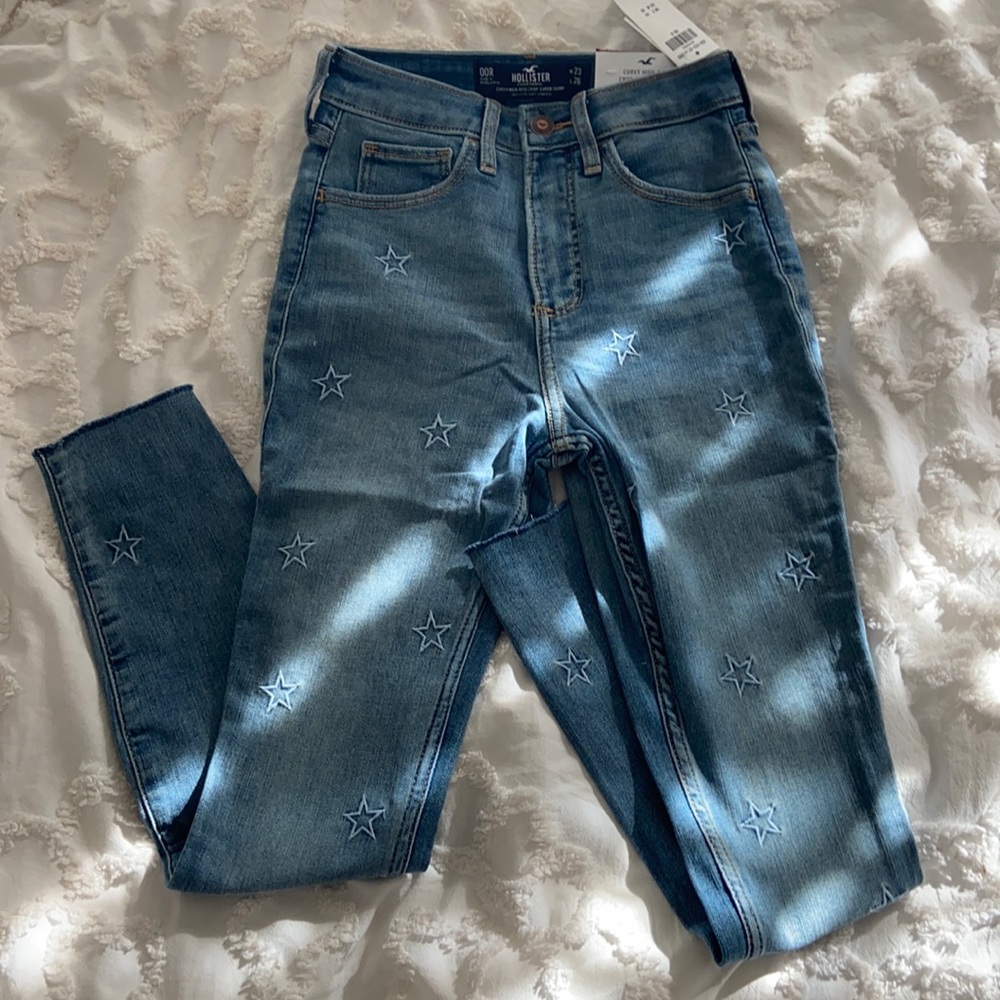 NWT Hollister Super Skinny Jeans with Embroidered Stars